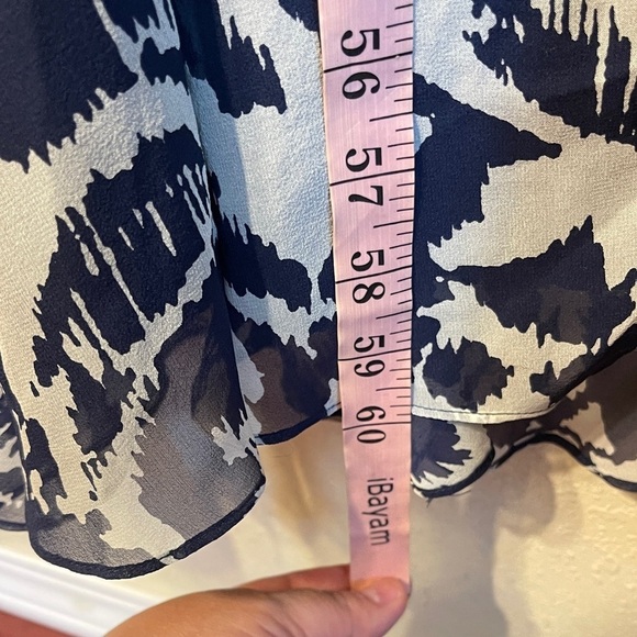 BCBGMaxazia Midnight Blue & Cream Abstract Print Full Length Silk Halter Dress - Picture 9 of 12